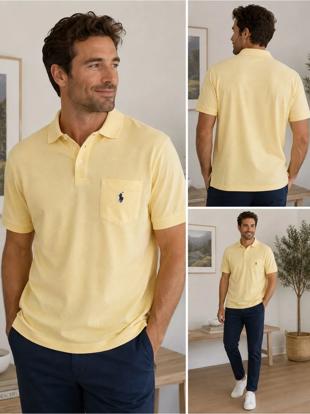 Polo Ralph Lauren Classic Fit Yellow Pocket Polo Shirt Men’s XL